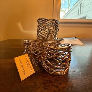 Ten Thousand Villages Handcrafted Silver Wire Napkin Rings set of 4